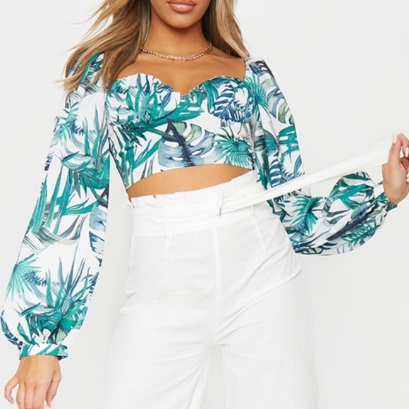 PrettyLittleThing Tops - PLT Green Sexy Leaf Top
